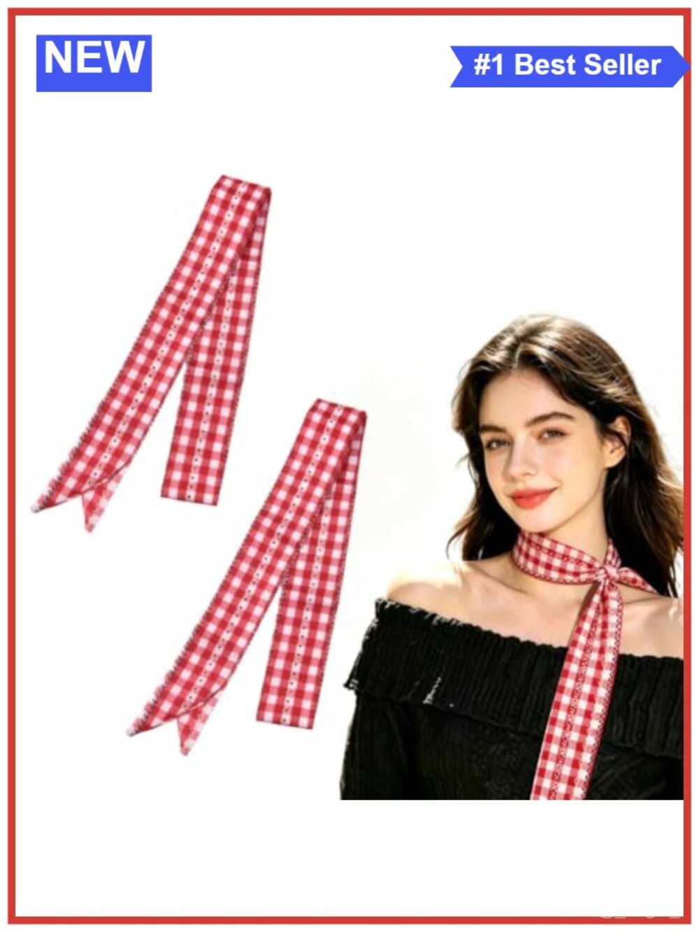 Silk Satin Skinny Scarf 2 Pack Long Neckerchief Hair Wrap Belt